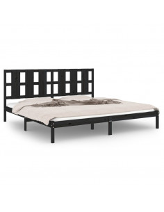 Giroletto Nero in Legno Massello di Pino 200x200 cm 2