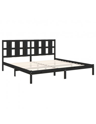 Giroletto Nero in Legno Massello di Pino 200x200 cm