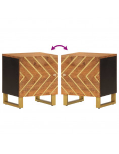 Comodino Marrone e Nero in Legno Massello di Mango 2