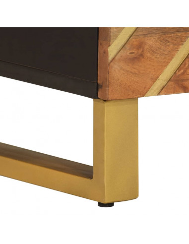 Comodino Marrone e Nero in Legno Massello di Mango