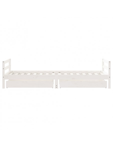 Giroletto Bambini con Cassetti Bianco 80x200cm Massello di Pino