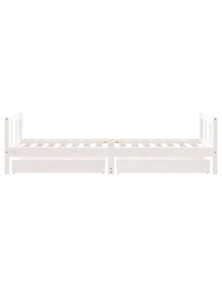 Giroletto Bambini con Cassetti Bianco 90x200cm Massello di Pino