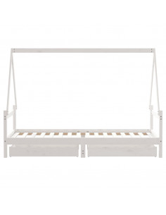 Giroletto Bambini con Cassetti Bianco 80x200cm Massello di Pino