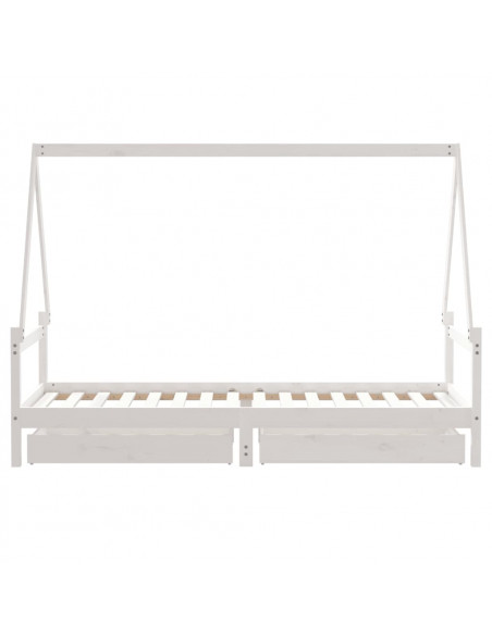 Giroletto Bambini con Cassetti Bianco 80x200cm Massello di Pino