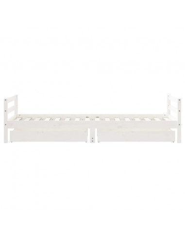 Giroletto Bambini con Cassetti Bianco 90x200cm Massello di Pino