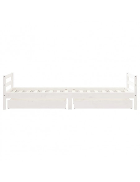 Giroletto Bambini con Cassetti Bianco 90x200cm Massello di Pino