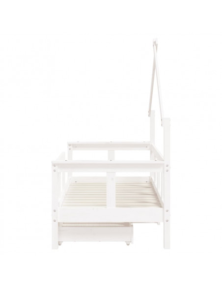 Giroletto Bambini con Cassetti Bianco 70x140cm Massello di Pino
