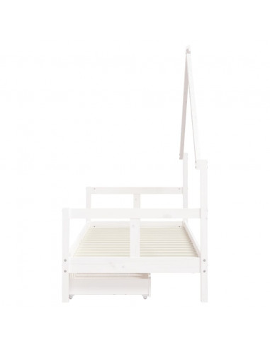 Giroletto Bambini con Cassetti Bianco 80x200cm Massello di Pino