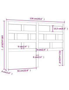 Testiera per Letto Miele 126x4x100 cm in Legno Massello di Pino