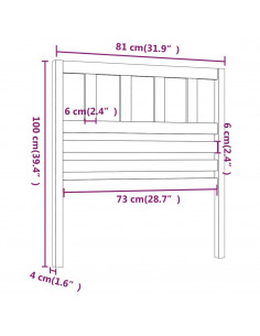 Testiera per Letto Nera 81x4x100 cm in Legno Massello di Pino