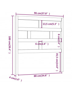Testiera per Letto 96x4x100 cm in Legno Massello di Pino