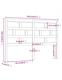 Testiera per Letto Grigia 146x4x100cm in Legno Massello di Pino