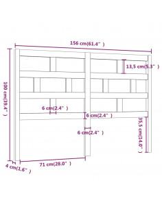 Testiera per Letto Grigia 156x4x100cm in Legno Massello di Pino
