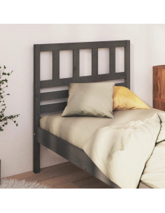 Testiera per Letto Grigia 96x4x100 cm in Legno Massello di Pino