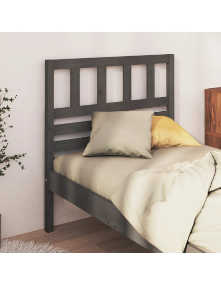 Testiera per Letto Grigia 96x4x100 cm in Legno Massello di Pino
