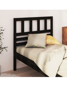 Testiera per Letto Nera 96x4x100 cm in Legno Massello di Pino