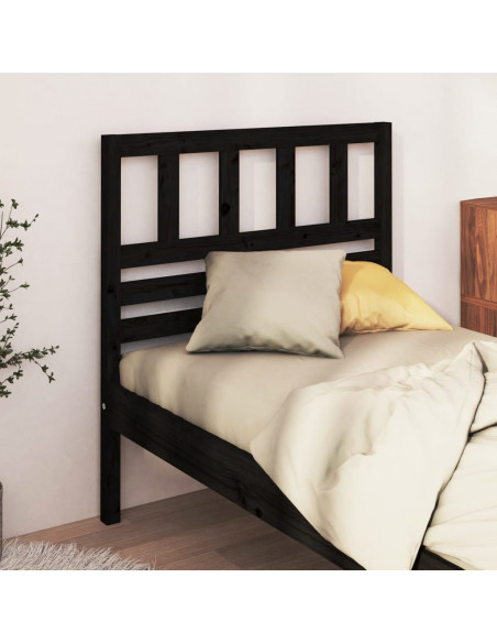 Testiera per Letto Nera 96x4x100 cm in Legno Massello di Pino