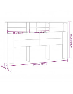 Testiera con Scomparti Grigio Cemento 180x19x103,5 cm