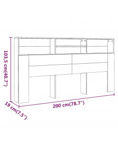Testiera con Contenitore Rovere Marrone 200x19x103,5 cm