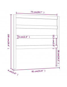 Testiera per Letto Miele 81x4x100 cm in Legno Massello di Pino