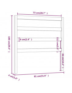 Testiera per Letto Nera 81x4x100 cm in Legno Massello di Pino