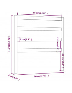 Testiera per Letto Bianca 96x4x100 cm in Legno Massello di Pino