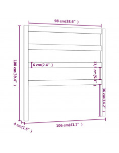 Testiera per Letto Grigia 106x4x100cm in Legno Massello di Pino