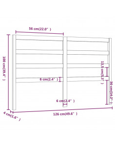 Testiera per Letto 126x4x100 cm in Legno Massello di Pino