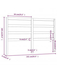 Testiera per Letto 141x4x100 cm in Legno Massello di Pino