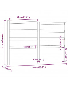 Testiera per Letto Grigia 141x4x100cm in Legno Massello di Pino