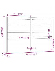 Testiera per Letto Miele 146x4x100 cm in Legno Massello di Pino