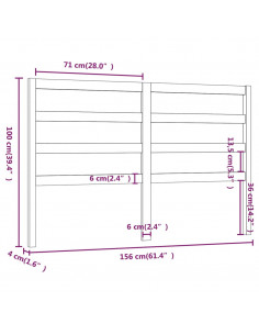 Testiera per Letto Miele 156x4x100 cm in Legno Massello di Pino