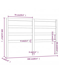 Testiera per Letto Miele 166x4x100 cm in Legno Massello di Pino