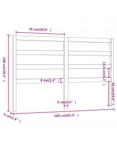 Testiera per Letto Nera 166x4x100 cm in Legno Massello di Pino