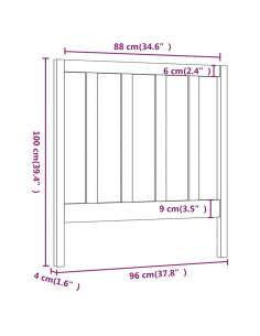 Testiera per Letto 96x4x100 cm in Legno Massello di Pino