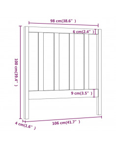 Testiera per Letto 106x4x100 cm in Legno Massello di Pino