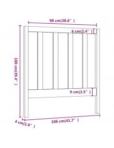 Testiera per Letto Miele 106x4x100 cm in Legno Massello di Pino