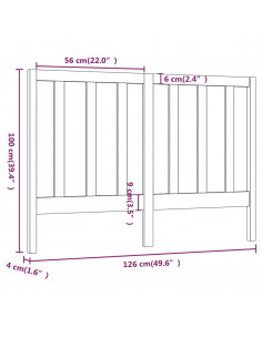 Testiera per Letto Miele 126x4x100 cm in Legno Massello di Pino