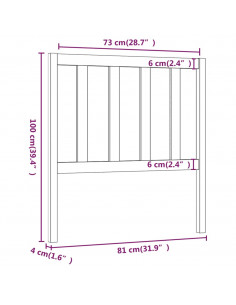 Testiera per Letto Bianca 81x4x100 cm in Legno Massello di Pino