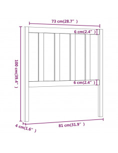 Testiera per Letto Miele 81x4x100 cm in Legno Massello di Pino