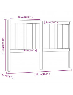 Testiera per Letto 126x4x100 cm in Legno Massello di Pino