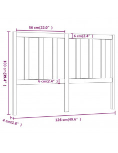 Testiera per Letto Grigia 126x4x100cm in Legno Massello di Pino