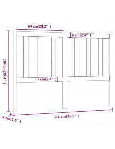 Testiera per Letto Miele 141x4x100 cm in Legno Massello di Pino