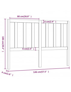Testiera per Letto Grigia 146x4x100 cm Legno Massello di Pino