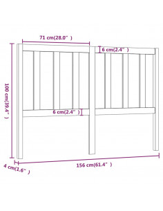 Testiera per Letto Bianca 156x4x100 cm Legno Massello di Pino