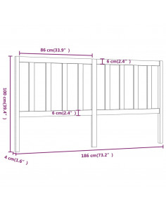 Testiera per Letto Miele 186x4x100 cm in Legno Massello di Pino
