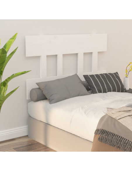 Testiera per Letto Bianca 93,5x3x81cm in Legno Massello di Pino