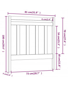 Testiera per Letto Nera 81x4x100 cm in Legno Massello di Pino