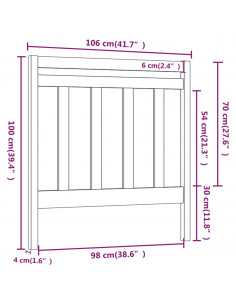 Testiera per Letto 106x4x100 cm in Legno Massello di Pino