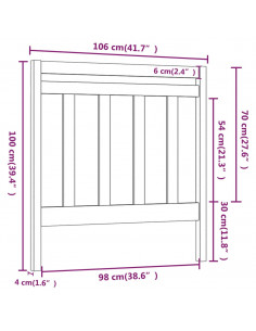 Testiera per Letto Miele 106x4x100 cm in Legno Massello di Pino